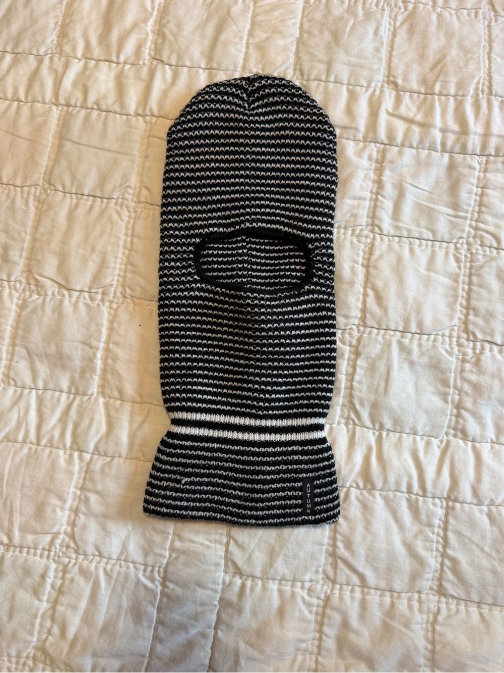 Striped Black & White Knit Balaclava